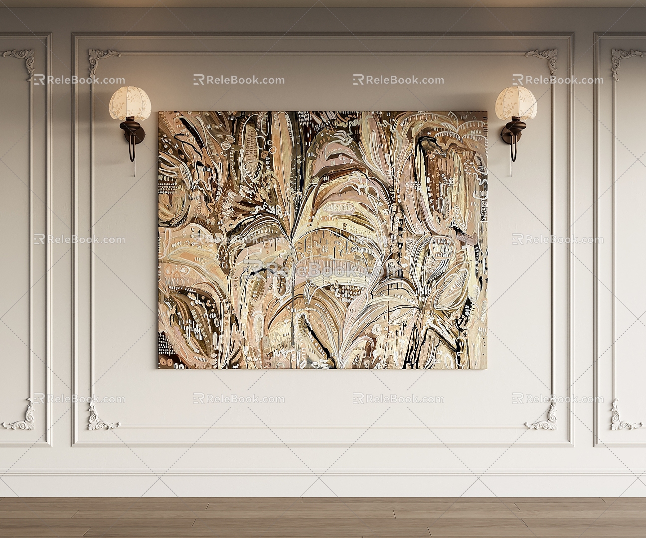 French retro decorative painting 3d model