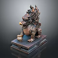 Bronze Kylin Statue Decorative Furniture Piece With Intricate Carvings And Base