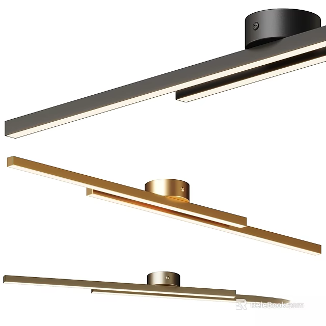 Sleek Modern Black and Gold Linear Ceiling Light for Contemporary Home Interior 3d model 
