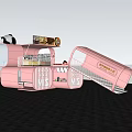 Modern Pink Container Building With Open Staircase And Large Glass Windows 3d model