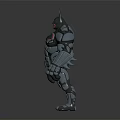 3D Rendered Batman Character In Silver Armor With Muscular Physique On Gray Background