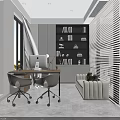 Modern Public Office Area Interior With Work Desks Office Chairs And Storage Cabinets
