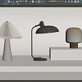 Elegant Table Lamps On White Display Stand With Pleated Shade Adjustable Arm And Frosted Glass