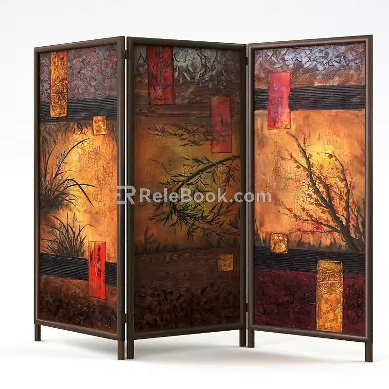 new chinese style screen 3d model