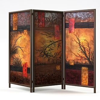 new chinese style screen 3d model