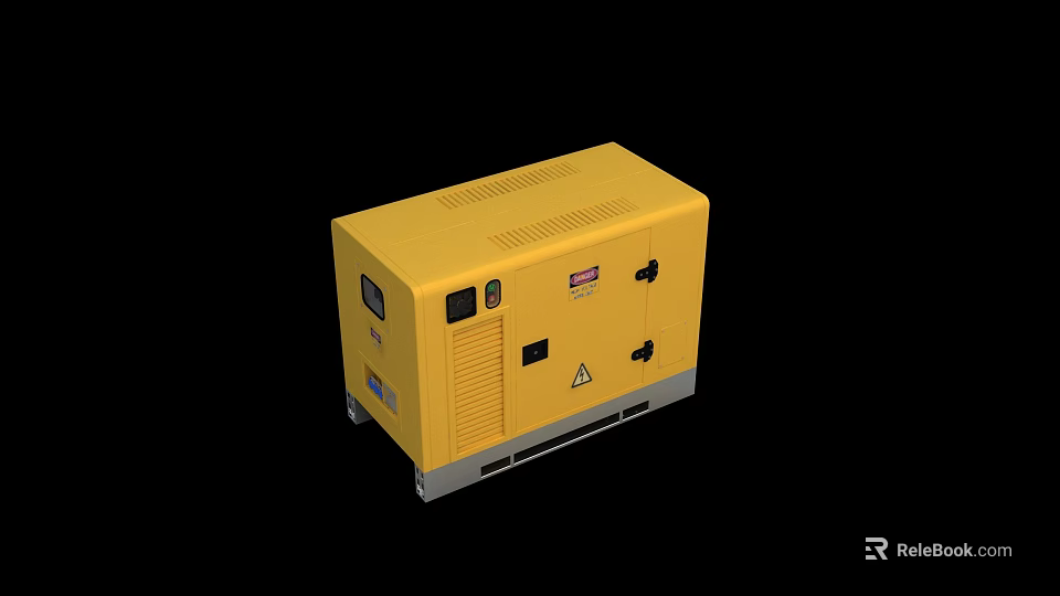 Industrial Yellow Heavy Duty Generator Equipment With Mobile Wheels For Power Supply 3d model 
