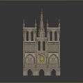 Gothic Cathedral Model With Tall Spires Towers And Arched Architectural Details