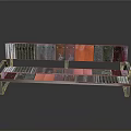 Colorful Modern Bench With Multicolored Wooden Panels And Metal Frame Design