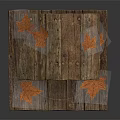 Wooden Birdhouse For Birds With Autumn Maple Leaves On Cracked Wooden Base