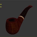 Mahogany Tobacco Pipe With Black Stem And Gold Accent Design