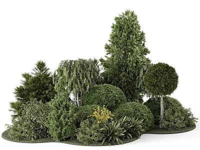 Decorative Ornament Set Featuring Various Green Plants Bushes Trees and Foliage for Home Decor 3d model