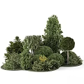 Decorative Ornament Set Featuring Various Green Plants Bushes Trees and Foliage for Home Decor