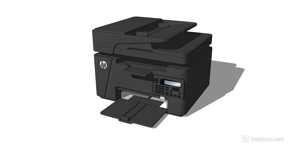 Black HP Office Printer Appliance With Multifunction Features And Compact Design 3d model