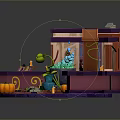 Enchanted Magic Workshop Scene With Cauldron Pumpkins Magic Books And Plants 3d model