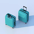 Light Blue Hard Shell Suitcases With Vertical Stripes Retractable Handles And Wheels 3d model