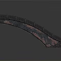 Traditional Dark Colored Arch Bridge With Stone Railings And Decorative Patterns 3d model