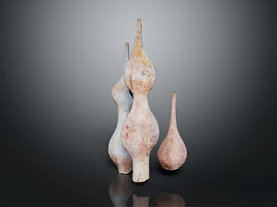 Three Unique Shaped Decorative Ceramic Furniture Pieces With Natural Tones And Textured Surface 3d model