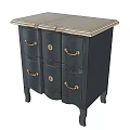 Elegant Navy Blue Entryway Side Cabinet With Wooden Top And Golden Handles
