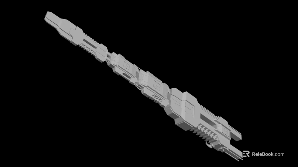 Detailed Sci Fi Mechanical 3D Model With Gray Futuristic Structure Design 3d model