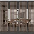 Modern partition metal partition screen 3d model