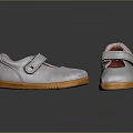 Kids Gray Shoes With Orange Sole Adjustable Strap Soft Interior And Comfortable Design