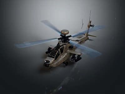 Highly Detailed Military Helicopter Model With Rotors In Motion And Weapon Systems 3d model
