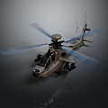 Highly Detailed Military Helicopter Model With Rotors In Motion And Weapon Systems