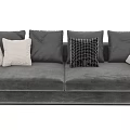 Gray Two seater Sofa with White Beige and Black Patterned Cushions Modern Minimalist Design 3d model