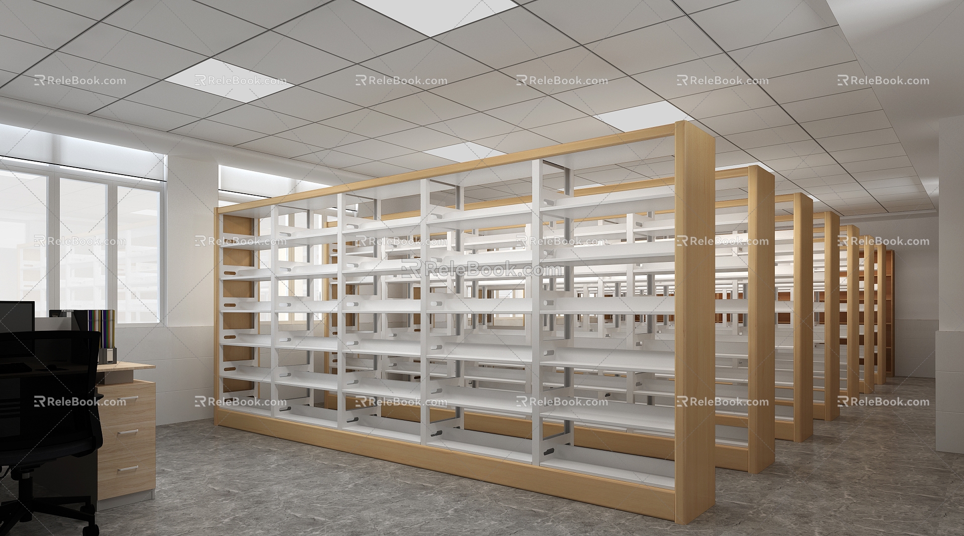 Modern Library Library 3d model