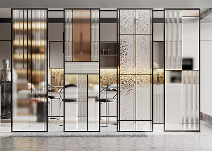 Modern partition glass screen partition 3d model