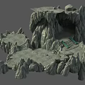Garden Landscape Design With Rockery Formations Stone Steps And Green Bridge