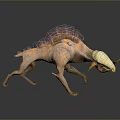 Fierce Game Movie Fantasy Monster Character With Brown Pink Skin Orange Mane And Horned Head
