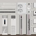 Various Types of Modern Air Conditioners and Fans with Wall Mounted Standing Designs