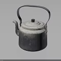 Vintage Metallic Kettle With Curved Handle And Round Lid For Home Kitchen Use