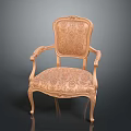 Elegant European Style Accent Chair With Carved Armrests And Patterned Fabric Upholstery
