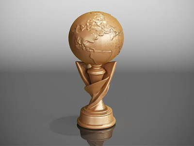 Golden Globe Decorative Ornament Set with Elegant Spiral Base Design for Home Decor 3d model