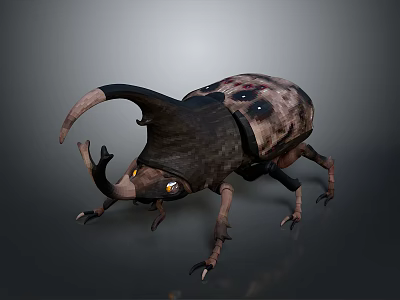 Realistic 3D Rendering of Horned Beetle With Spotted Exoskeleton and Curved Antlers 3d model