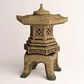 Decorative Traditional Stone Outdoor Lantern with Intricate Carved Design for Garden Ornament