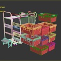 Modern Storage Basket Basket Basket Shopping Cart Plastic Basket 3d model