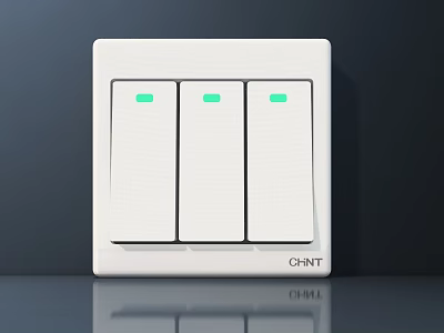 White Three Switch Panel With Green Indicator Lights By CHNT 3d model
