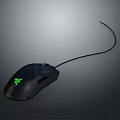 Black Wired Computer Mouse With Green Logo And Ergonomic Design For Precision Control 3d model