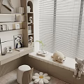 Cozy Modern Room With Stylish Decorative Cabinet Shelves And Stuffed Toys