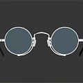 Children's Round Blue Lens Glasses With Silver Frame Black Temples And Shiny Reflection