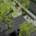 Garden Landscape Design with Modern High Rise Low Rise Buildings Entrance and Trees