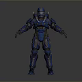 Blue Robotic Mech Character With Detailed Armor Plates And Futuristic Design