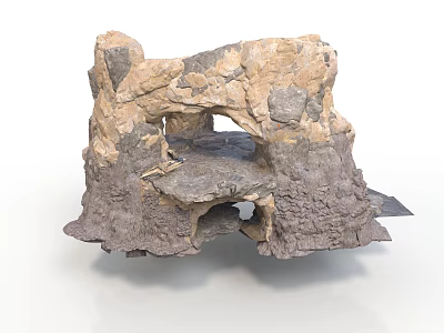 Natural Rock Decorative Structure With Textured Surfaces And Cave Like Openings 3d model
