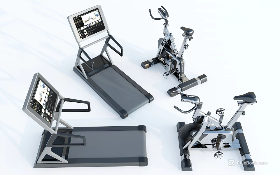 Fitness Equipment Including Treadmills And Exercise Bikes 3d model 