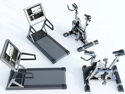 Fitness Equipment Including Treadmills And Exercise Bikes 3d model
