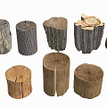 Natural Wooden Stumps With Various Shapes And Rustic Texture For Home Decor