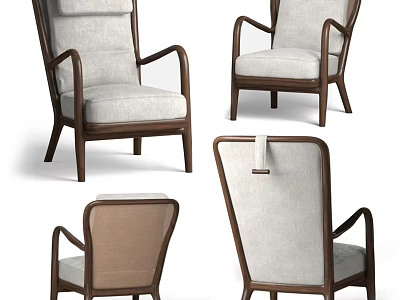 Stylish Modern Leisure Chair With Wooden Frame Upholstered Seat And Armrests 3d model